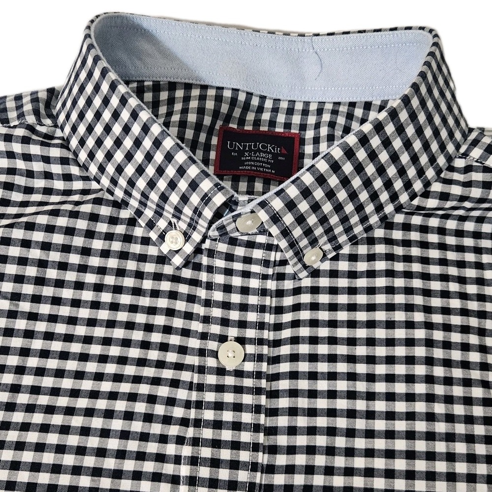 UNTUCKit Shirt‎ Mens Size XL Blue Fit Button Up Short Sleeve Check